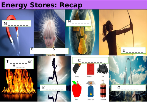 Energy stores & Transfers - Lesson with student task