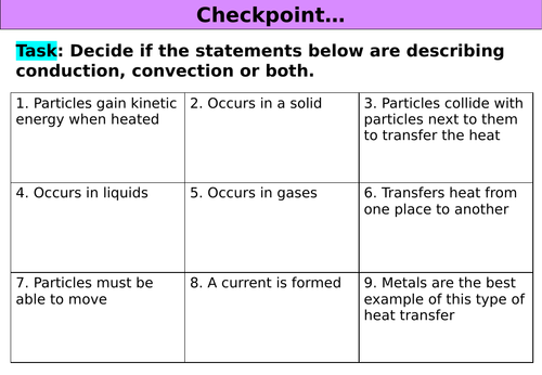 Conduction & Convection - Student Task