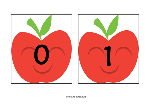 apples number flashcards maths eyfs