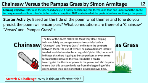 Chainsaw Versus the Pampas Grass Simon Armitage A Level Lesson