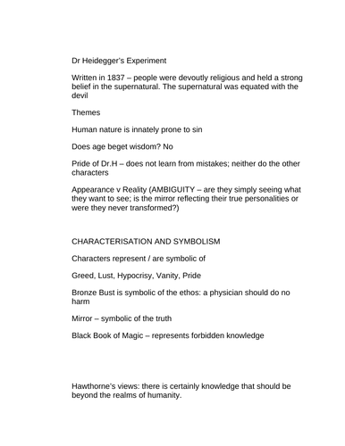 dr heidegger's experiment igcse questions