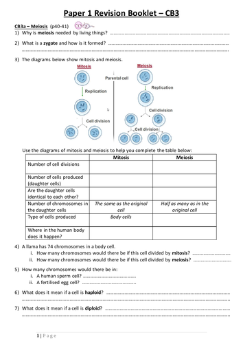 CB3 Revision Booklet (Edexcel GCSE Combined Science Biology)