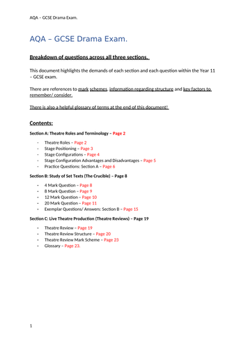 GCSE (KS4) AQA COMPONENT 1 - EXAM BREAKDOWN.