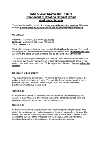 AQA - KS5 - Working Notebook Guidance and Structure Document
