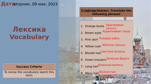 1.2.12 Russian Vocabulary Review Lesson (Appearance and Personality Unit)