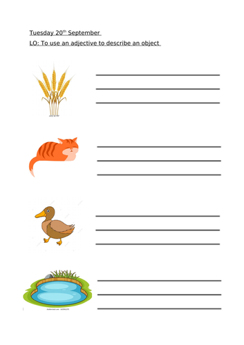 Little Red Hen Adjectives Worksheets