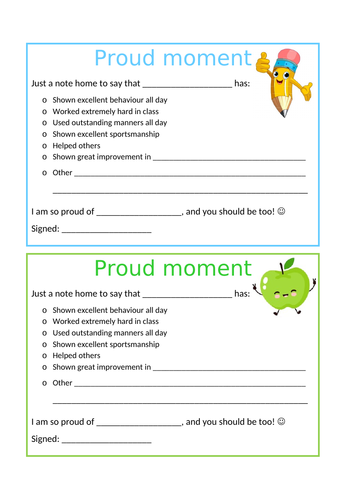 Positive notes/certificates