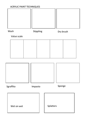 Acrylic painting techniques worksheet