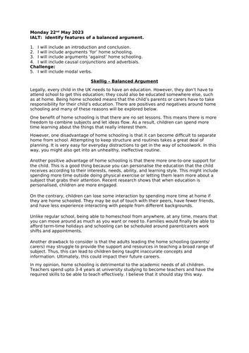 Skellig - Balanced Argument - WAGOLL