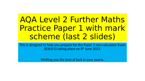 AQA Level 2 Further Maths Practice Paper 1 Summer 2023