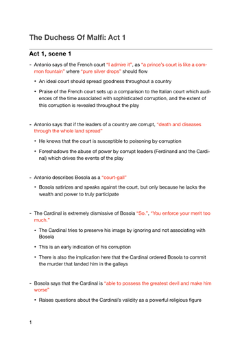 The Duchess Of Malfi Quotes and Analysis