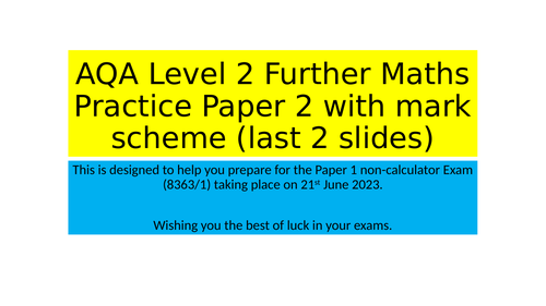 AQA Level 2 Further Maths Practice Paper 2 Summer 2023