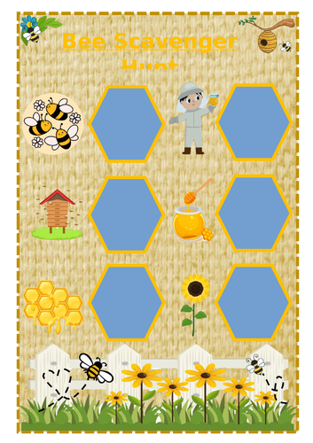 Bee themed scavenger hunt