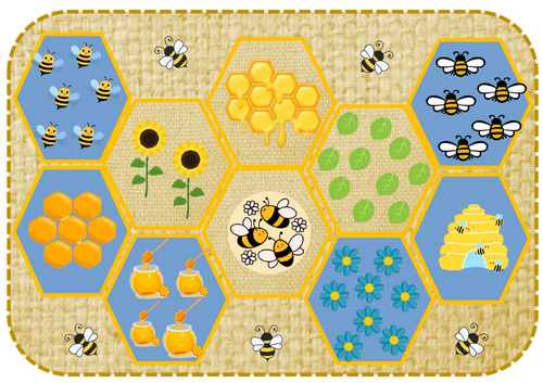 Bee themed count and match to 10 board