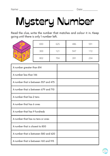 Mystery Number Worksheet  | KS1 Place Value & Reasoning Activity