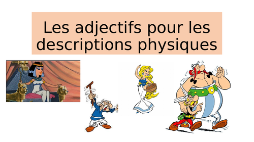 les adjectifs et le verbe etre avec  Asterix le Gaulois et autres personnages celebres