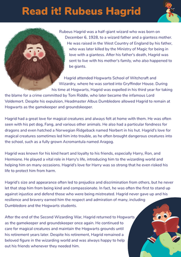 'Read it! Rubeus Hagrid' - Reading Comprehension