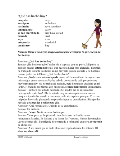 Spanish Present Perfect Reading | ¿Qué has hecho hoy? (Presente de perfecto)