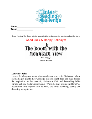 READING CHALLENGE - for winter (The Room with the Mountain View)