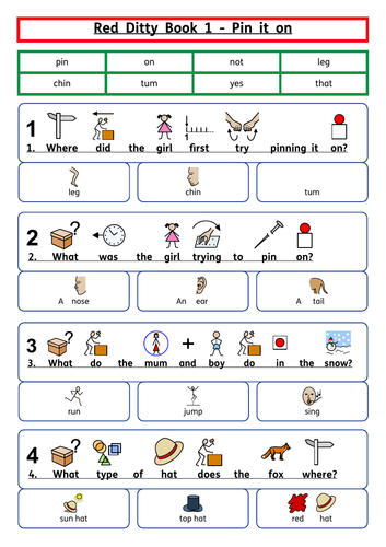 Read Write Inc Red Ditty Comprehension | Teaching Resources