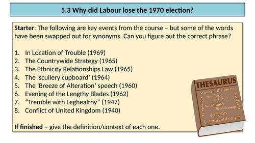 OCR A-Level History Y113: 5.3 Why did Labour lose the 1970 election?