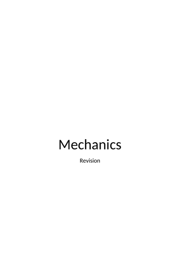 A Level Maths Mechanics Revision Booklet