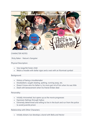 Hunt for the Wilderpeople Character Notes