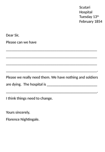 Letter from Florence Nightingale