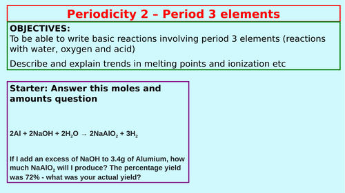 1. Trends in period 3 - AS Chemistry