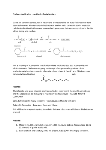 Fischer Esterification practical