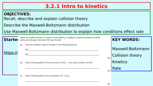 1. Introduction to kinetics and Boltzmann curves - AS Chemistry