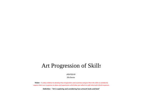 Art Progression of Skills
