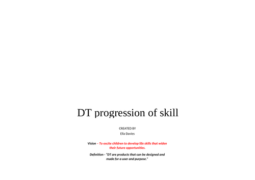 DT (Design and Technology) Progression of Skills