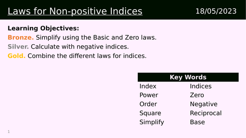Laws for Non-positive Indices