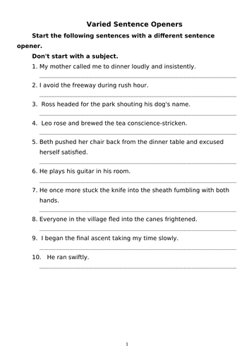 Varied Sentence Openers