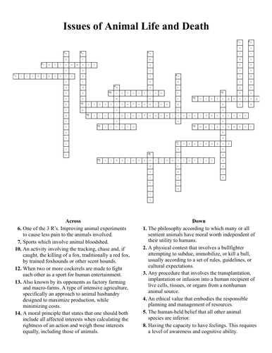 Religious Studies A-Level - Recall - AS Ethics - Crosswords and Flashcards