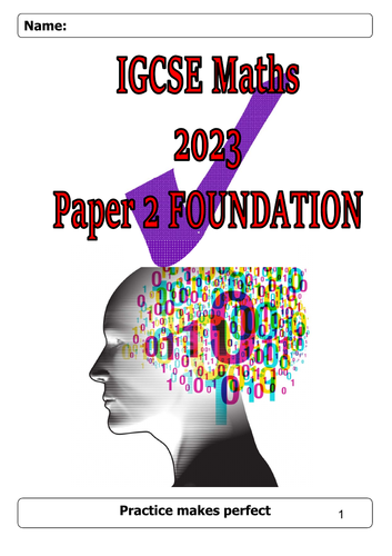 IGCSE Maths Paper 2F Foundation 2023 Revision pack