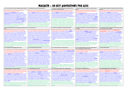 Macbeth 20 key quotations for GCSE