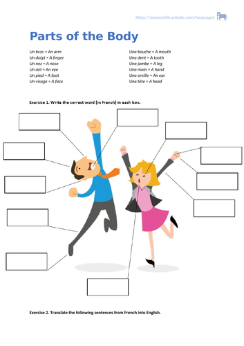 French Worksheet - Parts of the body