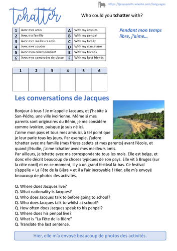 French Worksheet - Free Time