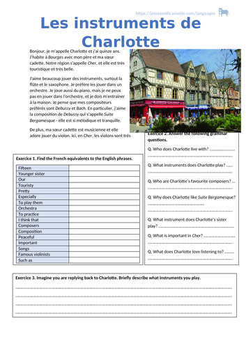 French Reading Comprehension - Instruments
