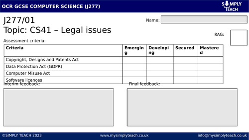 GCSE CS: Legal issues (Workbook)