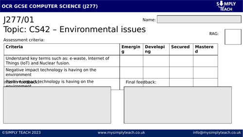 GCSE CS: Environmental issues (Workbook)