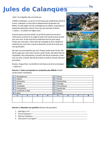 French Reading Comprehension - Sports