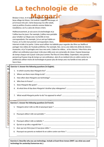 French Reading Comprehension - Technology