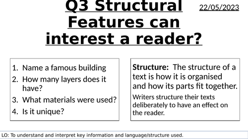 Structural Features AQA GCSE ENGLISH