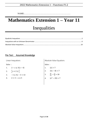Inequalities - Mathematics Extension 1