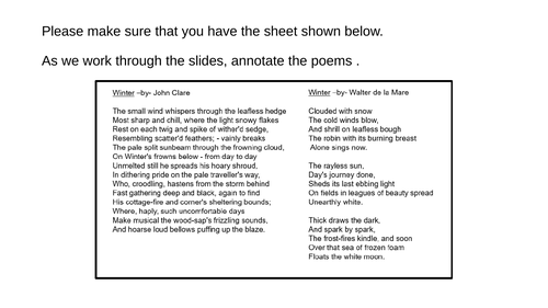 AQA GCSE English Literature Paper 2 Unseen Poetry Winter