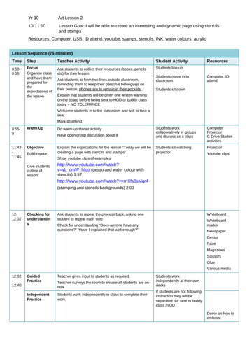 Lesson Plan using stamps and stencils