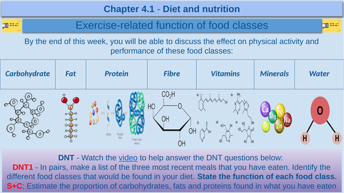 Exercise-related function of food classes